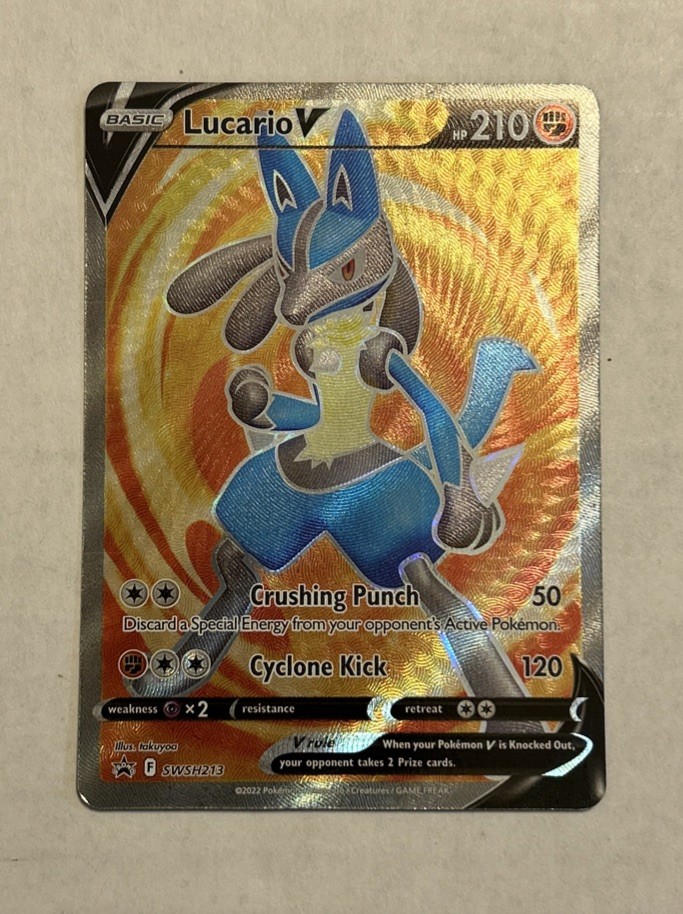 Lucario V SWSH213 Holo Promo Sword & Shield Promo Pokemon Full Art LP