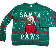 FRENCH BULLDOG Santa Paws Holiday Ugly Christmas Sweater WMNS XL  14/16 NWOT