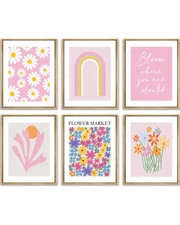 Drsoum Pink Wall Art and Preppy Wall Art Prints Flower Market Aesthetic Wall