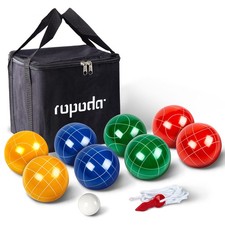 ropoda 90mm Bocce Ball Set - 8 Balls, Pallino, Case  Measuring Rope, 2-8