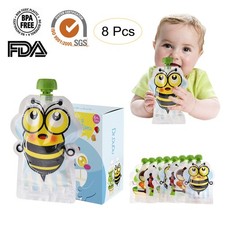 8Pcs Reusable Food Pouches, For Capacity 150ml Ideal For Baby Food, Smoothy