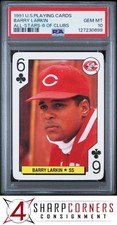 1991 U.S. PLAYING CARDS ALL-STARS BARRY LARKIN HOF 6 OF CLUBS  PSA 10