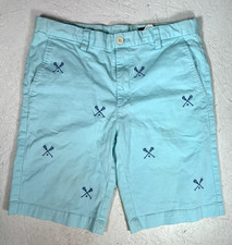 Vineyard Vines LaCrosse Shorts Chino Embroidered Motif Boys Sz 14 Blue Preppy