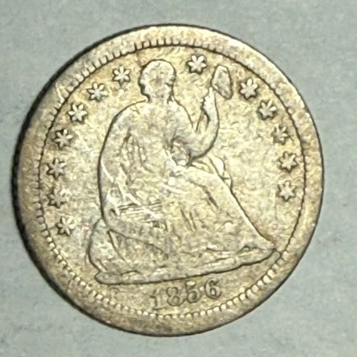 1856-O SEATED LIBERTY silver U.S. half dime. Solid VG. #nu1