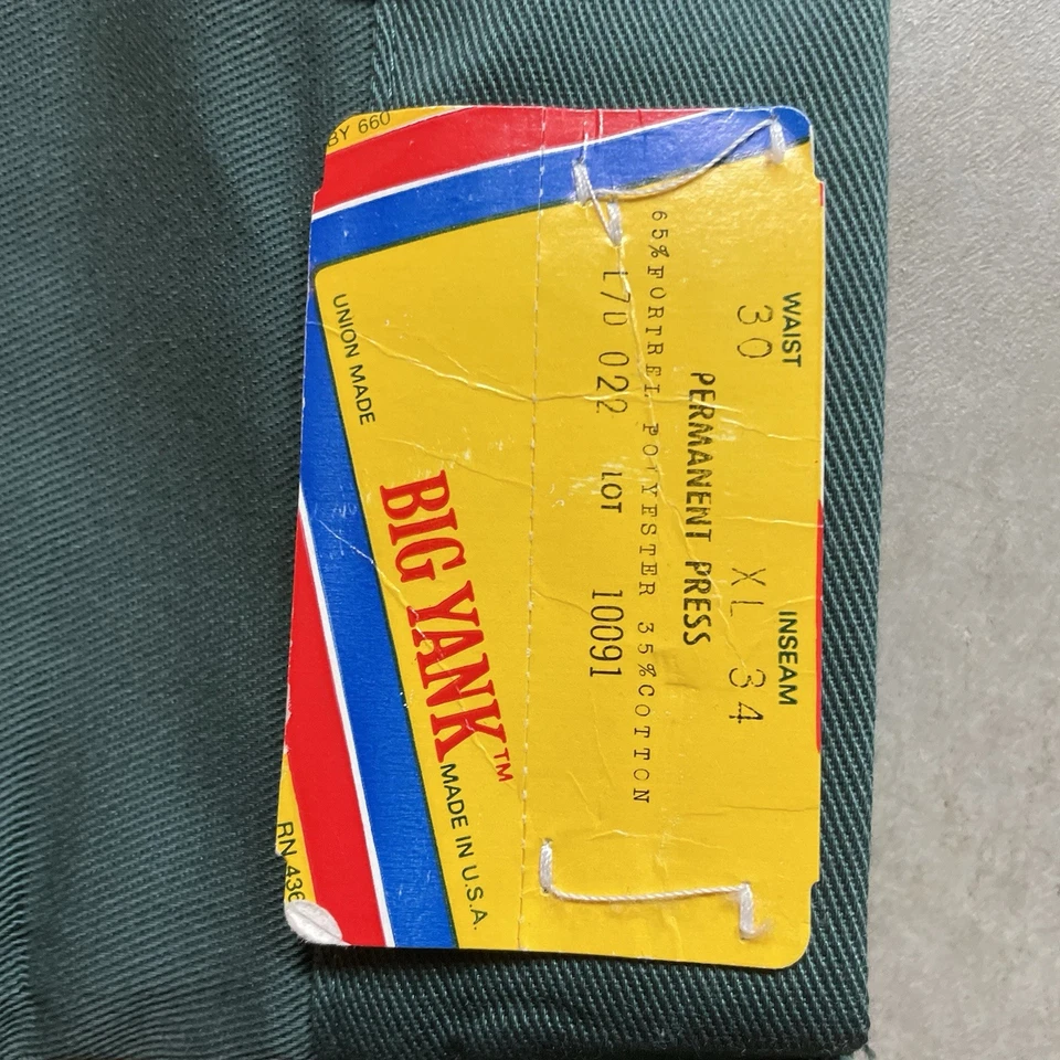 Pantalones de Trabajo Big Yank Magic Twill Perm Press De Colección 30x33 Hecho en Unión Garra Cremallera Foto 3 de 4