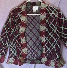 Lisa Sheer Bolero Sz Small Multi Color Embroidered Open Front Jacket