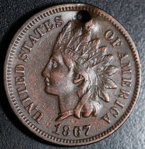 1867 INDIAN HEAD CENT - With LIBERTY & DIAMONDS - XF EF Details