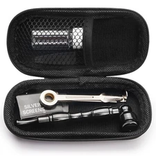 4.3" Metal Detachment Tobacco Smoking Pipe with Cap Lid Screens and Tools Screen