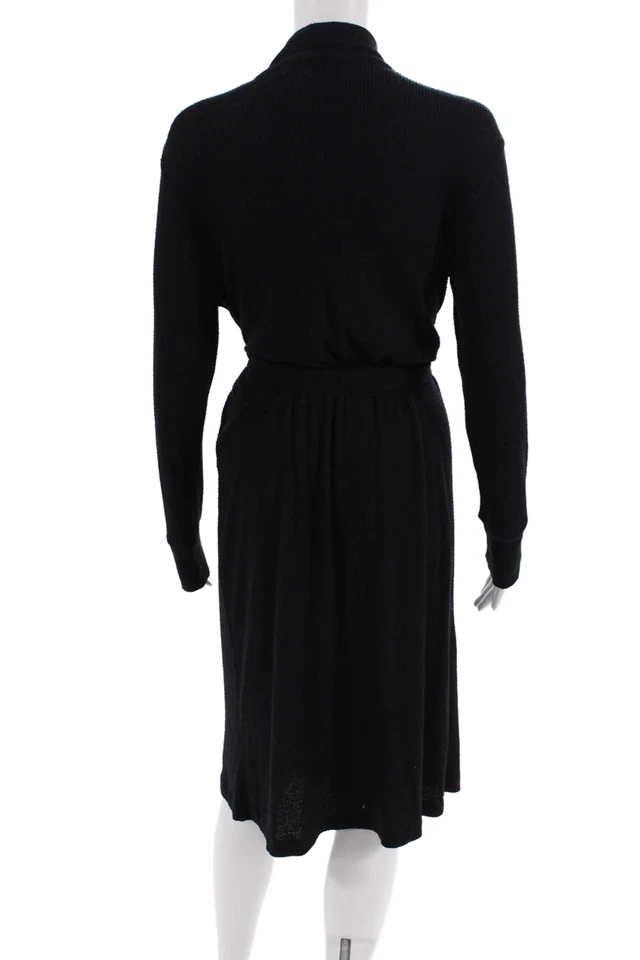 P.J. Salvage Womens Ribbed Belted Longline Robe Black Size S - Image 3 of 4