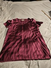 Michael Kors Pleated Babydoll Dress Maroon Size 14