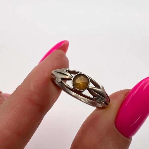 RARE Vintage USSR 875 Silver Ring Women Stone Soviet Antique Jewelry Size 6.5