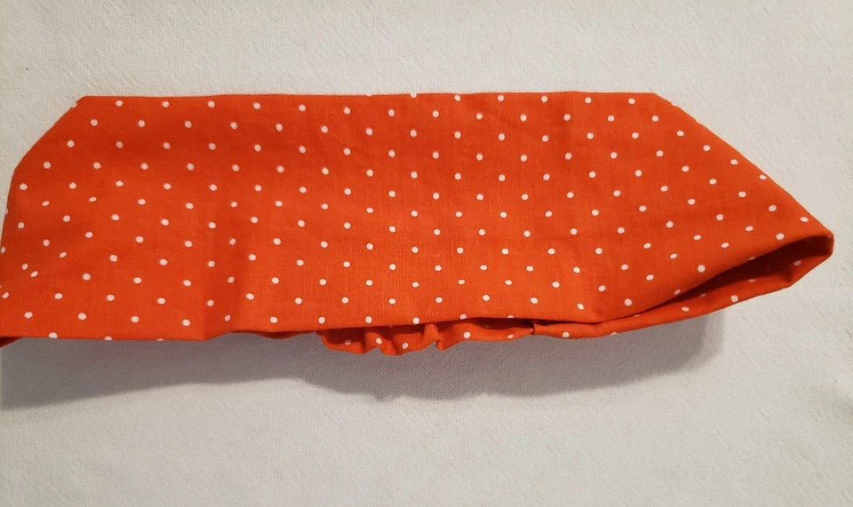 3 CINTAS PARA LA CABEZA HECHAS A MANO. Naranja con puntos blancos, púrpura y púrpura con marchitas, nuevo sin etiquetas Foto 3 de 4