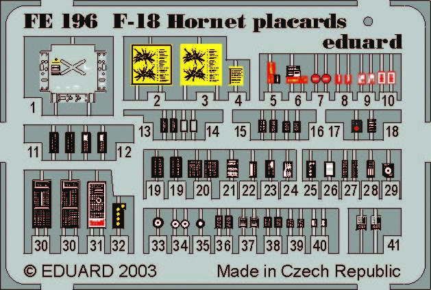 Eduard Accessories Fe196 - 1:48 F-18 Hornet Placards - Etching Set - New