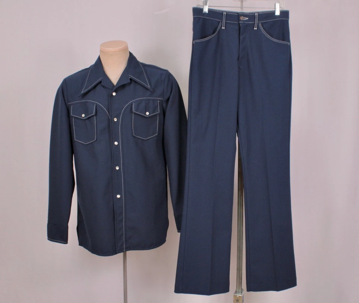スーツ 70s Japan Vintage 3Peace Suit Navy CF96 1970's Angels Flight Navy Three-Piece Suit Set Size 40R/30