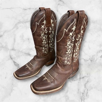 RDR BOOTS Women s Brown Embroidered Western Cowboy Boots Size 22 1/2 - US 5.5