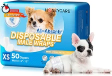 HONEY CARE All-Absorb A27 Male Dog Wrap, 50 Count, Extra Small