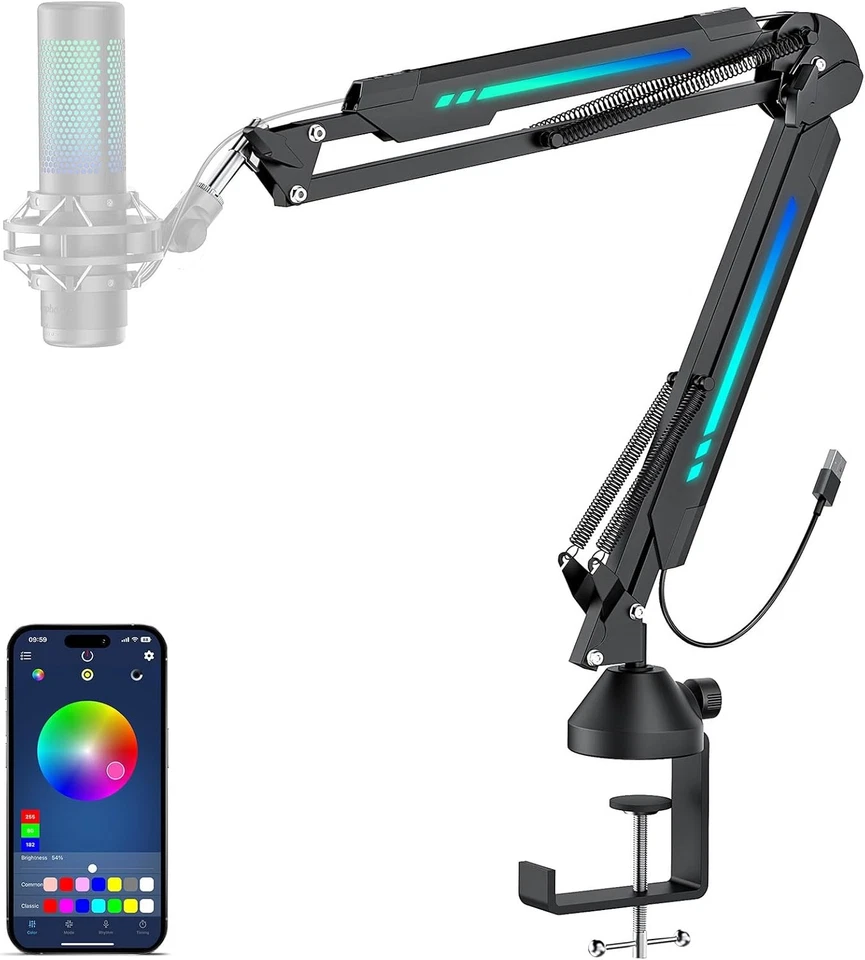 Bras Micro TONOR RGB 11 Modes Perche Gaming 360° Pivotant - Photo 3/4