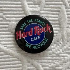 Vintage Hard Rock Cafe Pin Button Badge Save The Planet We Recycle Rare