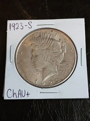 (1) 1923-S Choice AU Peace Silver Dollar 90% - CH AU Almost Unc - San Fran
