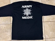 US Army, Army Medic Long Sleeve Jerzees Heavyweight Blend T-Shirt Black 2XL