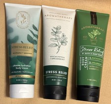 Bath And Body Works Eucalyptus Spearmint Stress Relief Body Cream 8 oz Set of 3