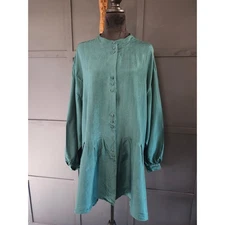 Vintage Sostanza Blouse, 100% Silk, 24W, Green