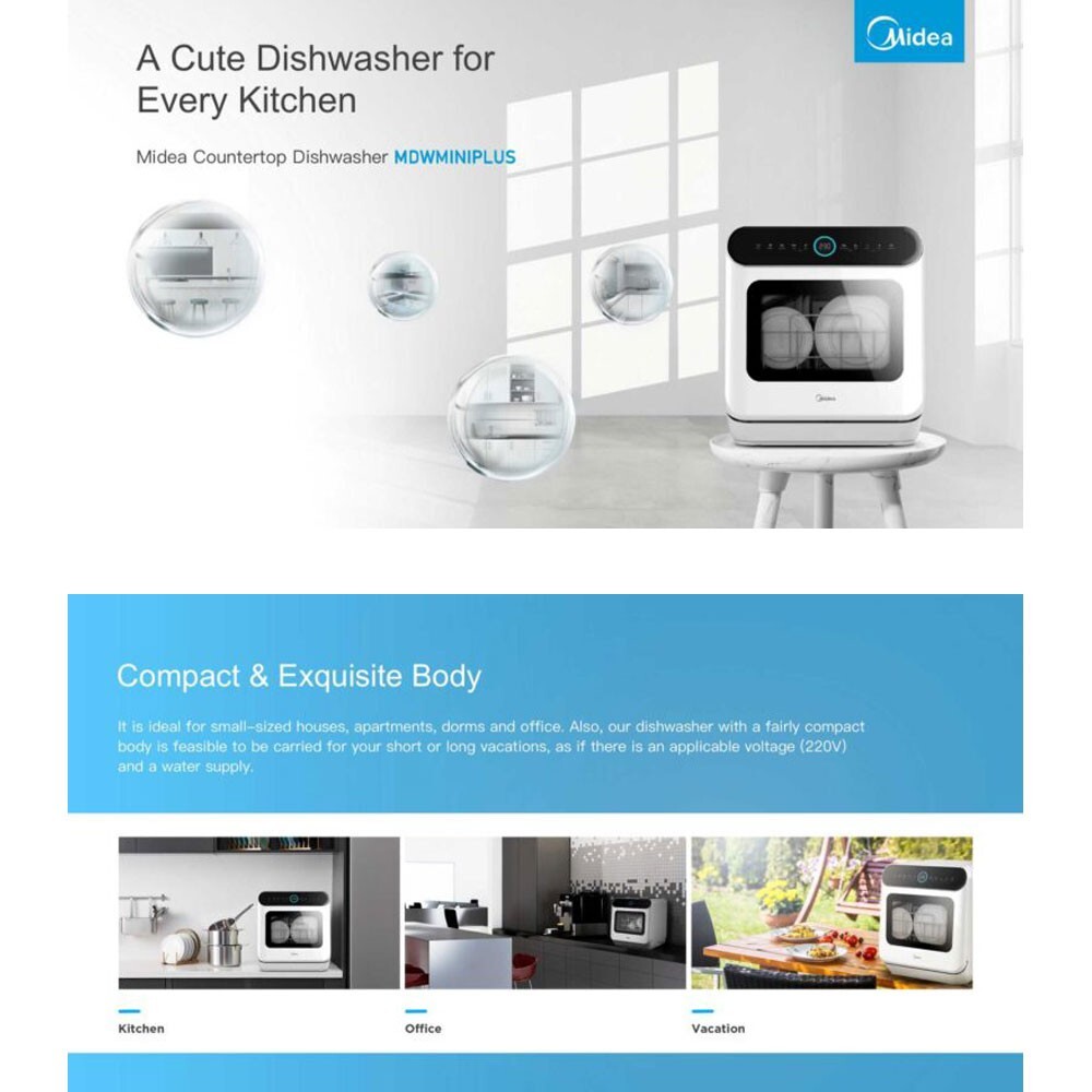 Midea Miniplus Benchtop Dishwasher 7 wash programs selfcleaning eBay