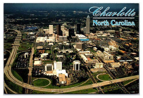 Vintage 1990s - Aerial View of Charlotte, North Carolina Postcard ...