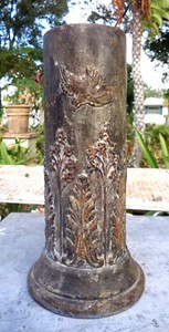 SILVER LEAF vase SHABBY Chic CYLINDRICAL birds FLORAL 9 ¾ inches