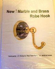 J C Penny Decorative Marble Brass Wall Towel Hook 5" Red Hanging Robe NEW