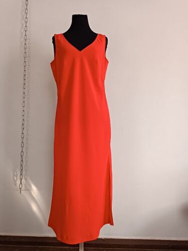 Luisa Cerano Red Dress A-Line Slip Dress V-Neck Slit size40/M - Picture 15 of 15