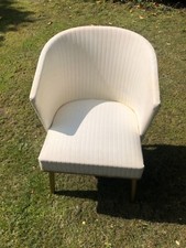 Vintage 1950's Lloyd Loom Cream & Gold Trim wipeable Bedroom Chair