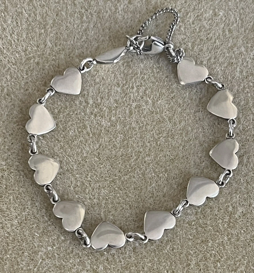 Sterling Silver 19cm Heart Bracelet – Zamels