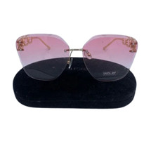 NWOT-OVERSIZED RIMLESS DIAMOND CUTTING LENS SUN GLASSES PINK/GOLD
