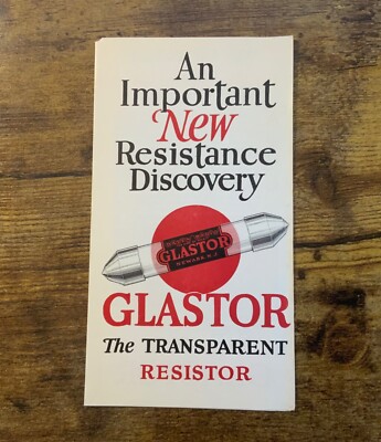 Vintage Glastor Transparent Resistor Radio Brochure Daven Radio Corp. Newark NJ