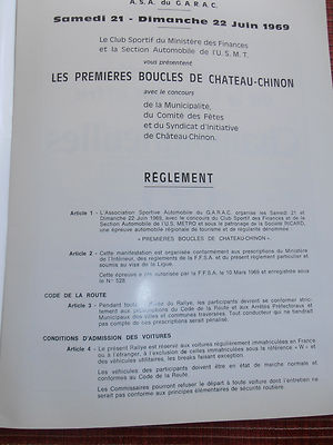 Programme Officiel – Rallye 1ères Boucles De Château-Chinon 1969