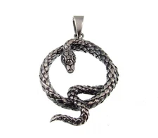 Handcrafted Solid 925 Sterling Silver Round Coiled SNAKE/PIT VIPER Pendant 