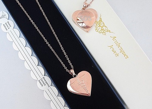 ROSE GOLD LADIES HEART STAINLESS STEEL SOS NECKLACE/PENDANT MEDIC ALERT TALISMAN - Picture 2 of 6