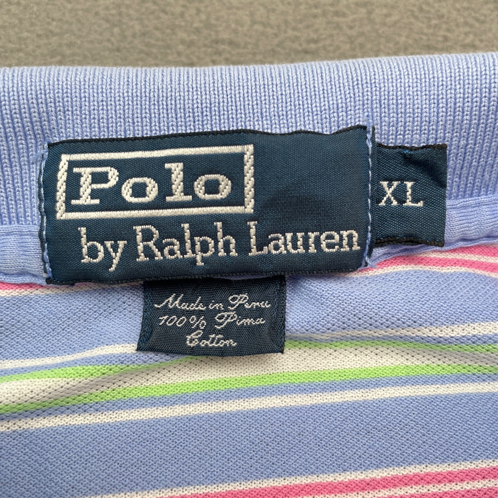 Polo Ralph Lauren vintage camicia uomo XL verde rosso blu righe pony preppy pima difetto