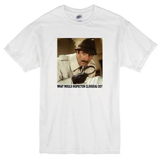 INSPECTOR CLOUSEAU WWD? PETER SELLERS 1963 MOVIE PINK PANTHER WHITE T-SHIRT