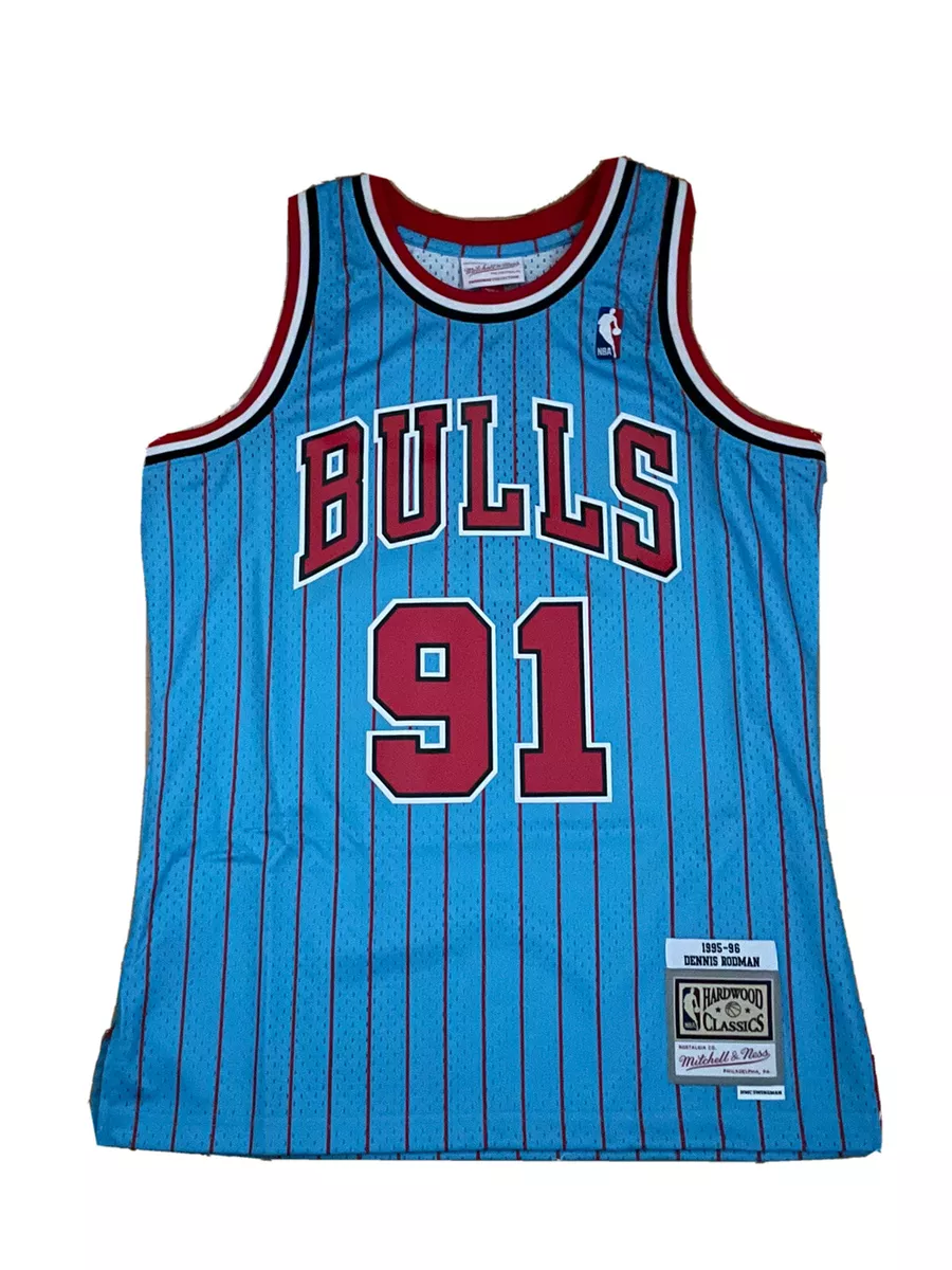 NBA Bulls 91 Dennis Rodman Blue Men Jersey