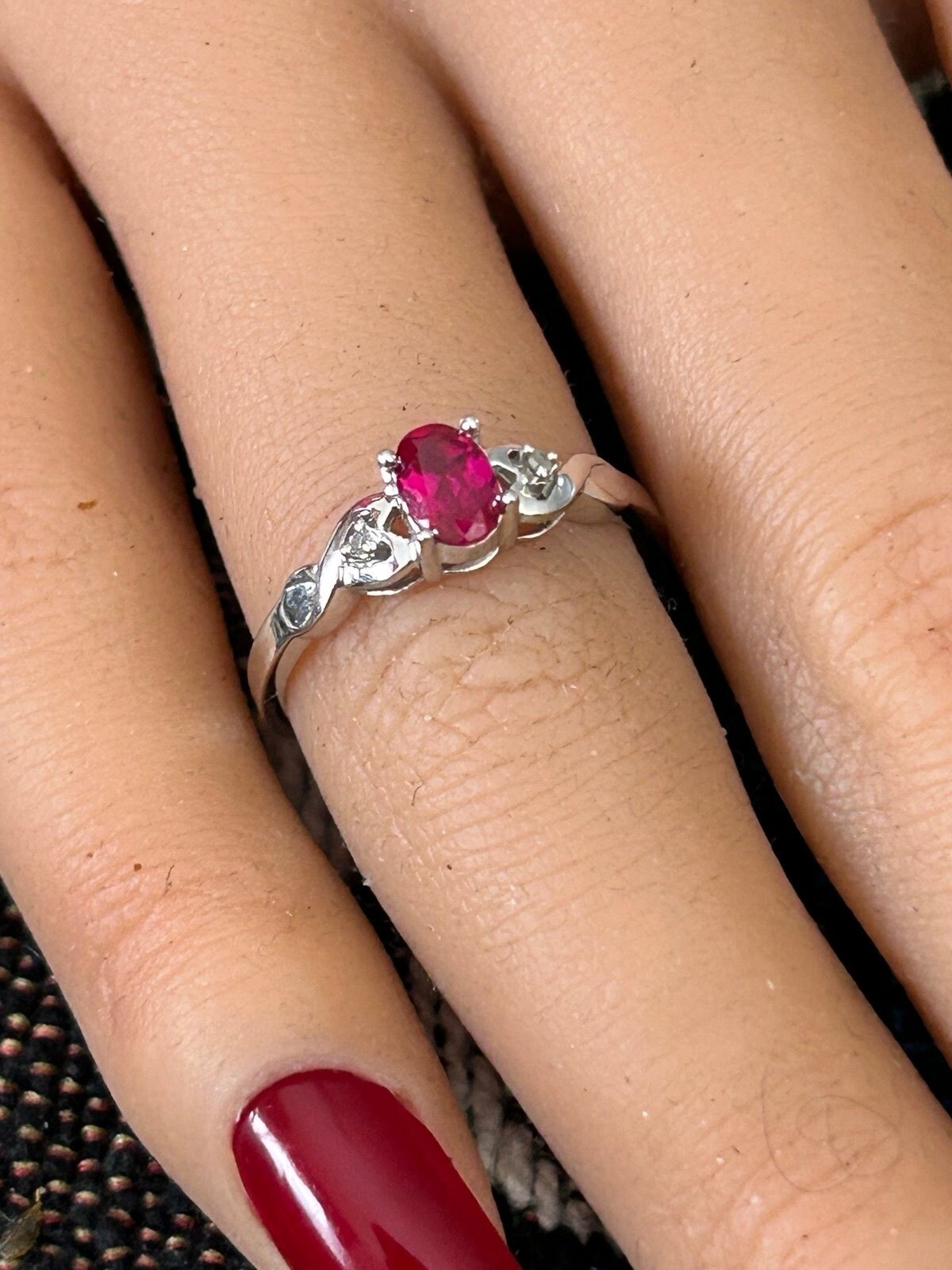 10K White Gold Ruby Ring - image 3