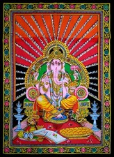 Lord Ganesha Indian Tapestry Wall Hanging Dec...