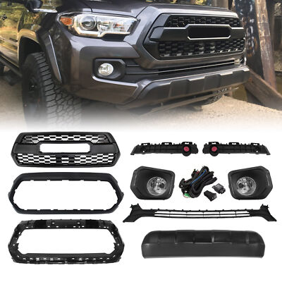 For 2016-2023 Toyota Tacoma Front Bumper Grille Fog Light Lower Valance Set