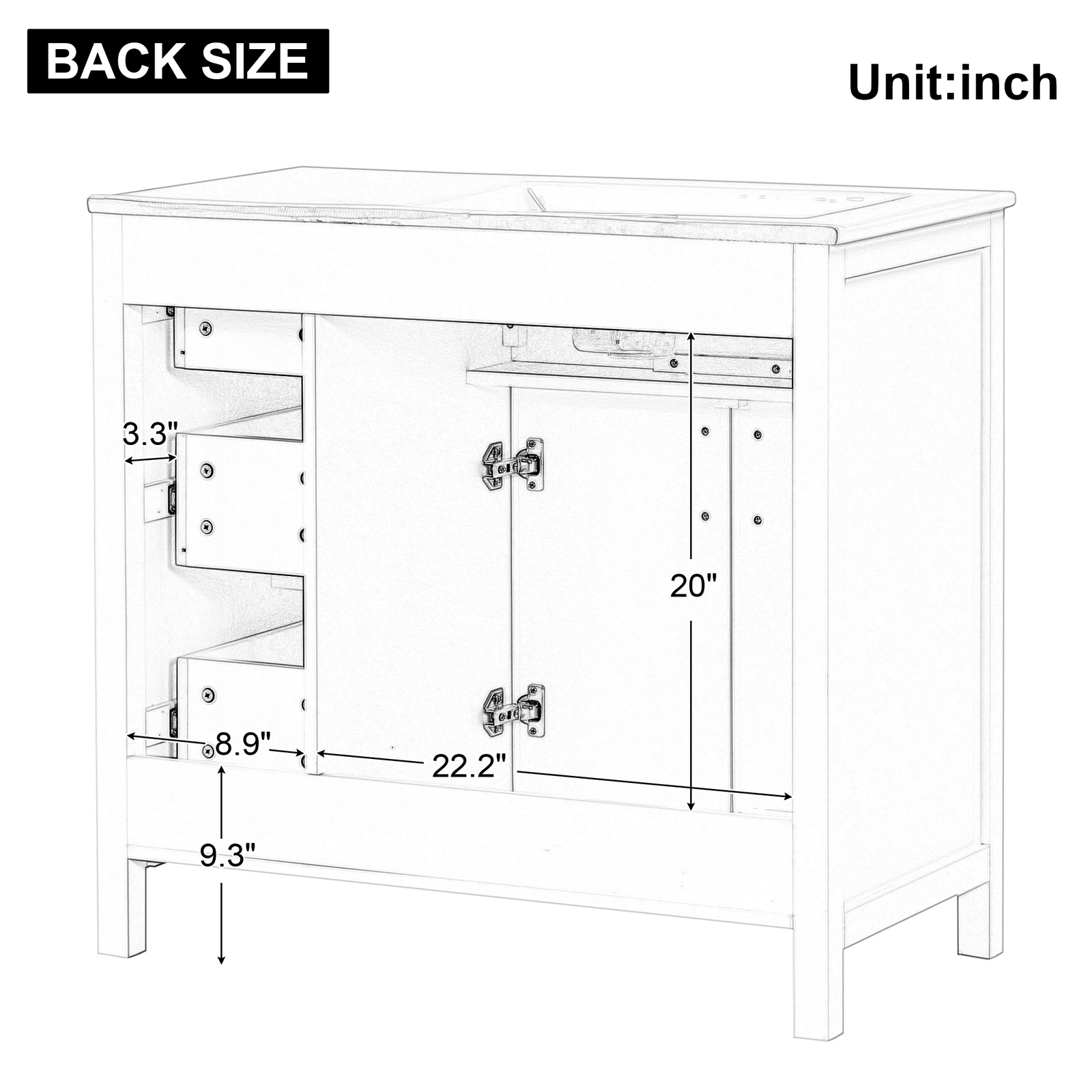 36" Bathroom Vanity w/Sink, Freestanding Bath Vanity Storage Cabinet, 3 Drawers