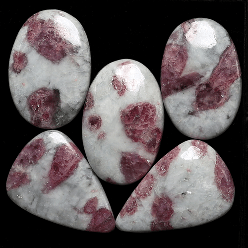 5 Pcs Natural Pink Tourmaline Quartz Hi-Quality 39mm-41mm Cabochon Gemstones Lot - Picture 3 of 13