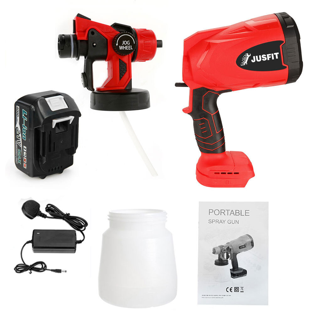 JUSFIT Cordless Paint Sprayer Fence Wall Electric Airless HVLP Garden