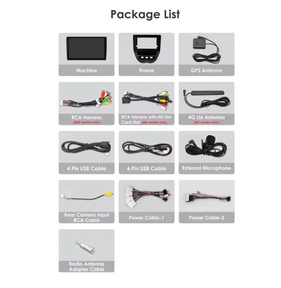 Autoradio Peugeot 107-Toyota Aygo-Citroen C1 2005-2014 Wireless CarPlay Android - Immagine 4 di 4