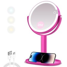 MIYADIVA Makeup Mirror with Lights, 20X Magnifying Mirror with Light and Touc...