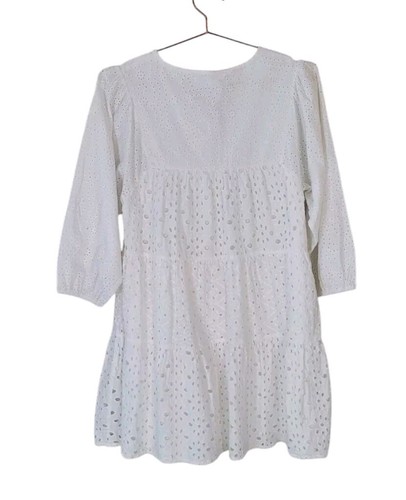 Pre-Owned ZARA 13-14 Year White Embroidered Eyelet Button Front Tiered Dress - Picture 14 of 14